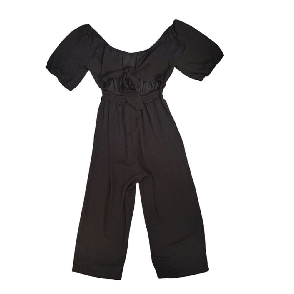 Inspired Hearts Solid Black Tie Back Cropped Wide… - image 4